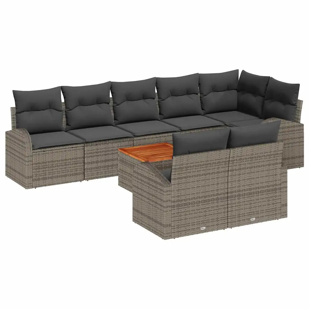 Set Divano da Giardino con cuscino 9 pcs Grigio polyrattan 3347594