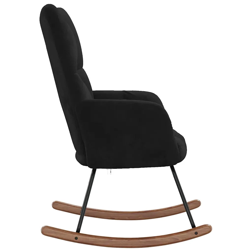 Sedia a Dondolo Nera in Velluto 328145