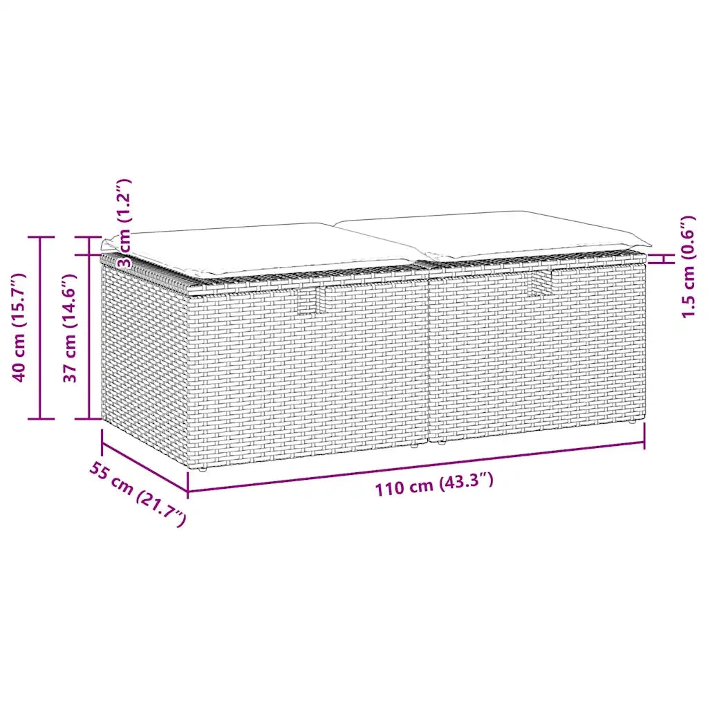 Divano Giardino 2pz con Cuscini Grigio Chiaro Polyrattan Acacia 3328675