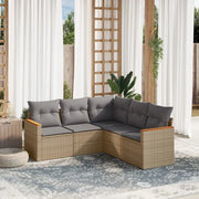 Set Divano da Giardino 5 pz con Cuscini Beige Misto Polyrattan 3225961