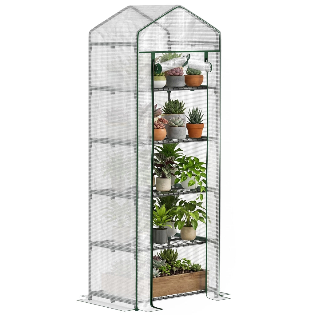 Serra Mini per Fiori o Verdure ¨C Minimal ¨C Acciaio e Plastica 69x49x193 cm Bianco