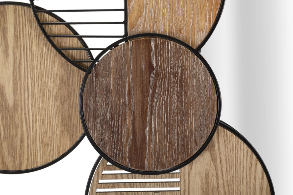Specchio da Muro Woody 123,2x4,4x63,5 cm in Ferro e Specchio e MDF Multicolor