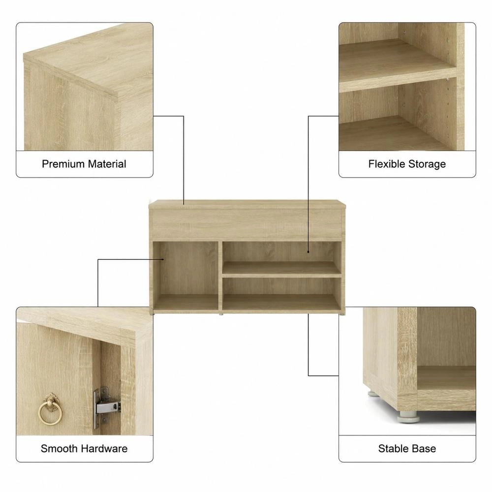 Shoe Bench Sonoma Oak 80x30x45 Cm Wood Composite