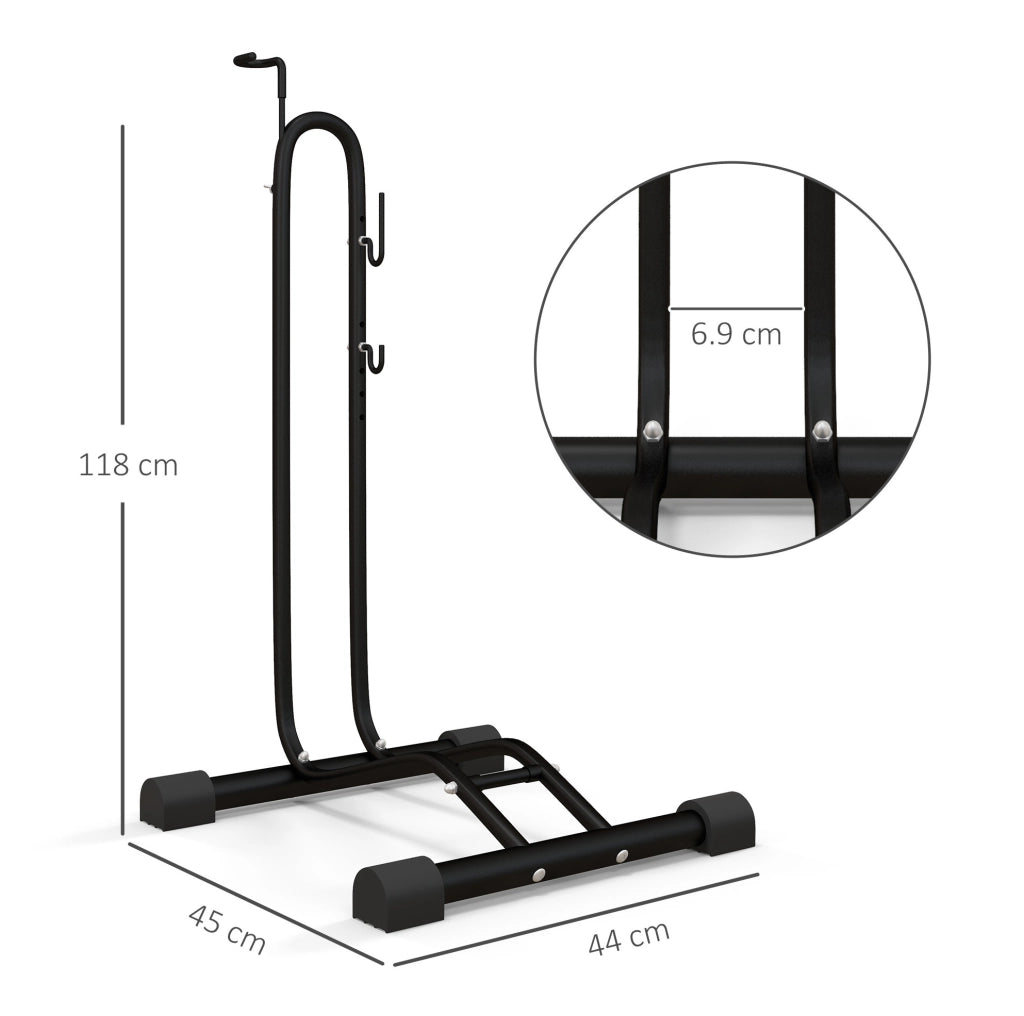 Supporto bici verticale orizzontale 41x41x121 cm metallo nero regolabile