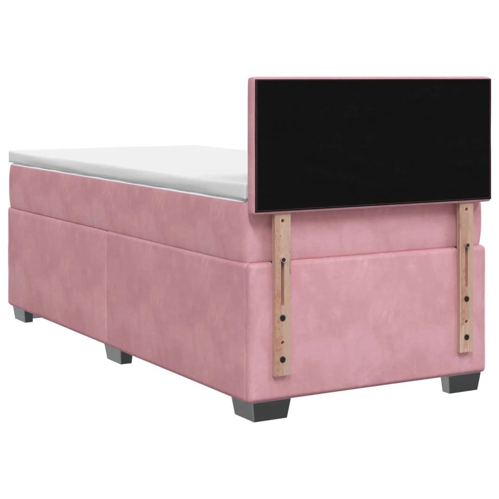 Letto con Box Spring, Materasso e LED Rosa 100 x 200 cm Velluto 3452125