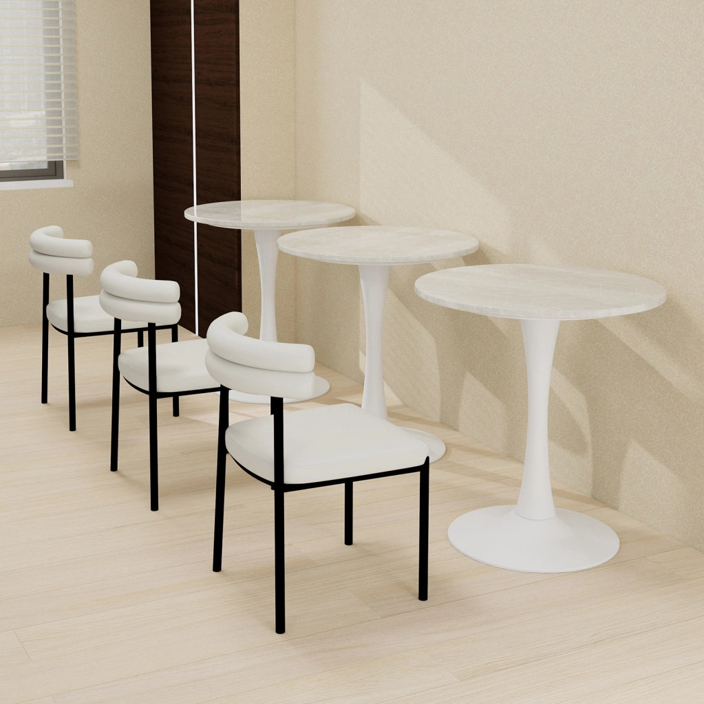 TAVOLO BASSO Rotondo 70 cm Bianco in marmo artificiale