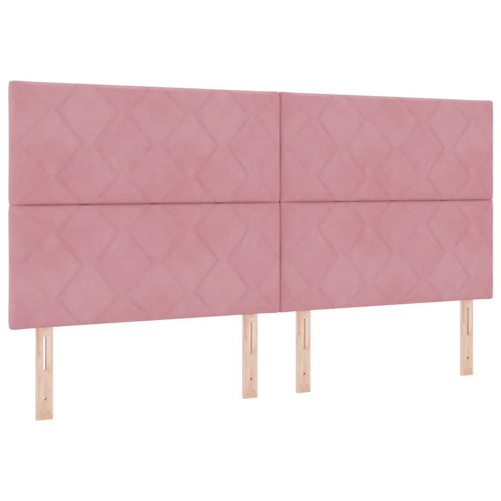 Letto a molle con materasso Rosa 200 x 200 cm Velluto 3339925