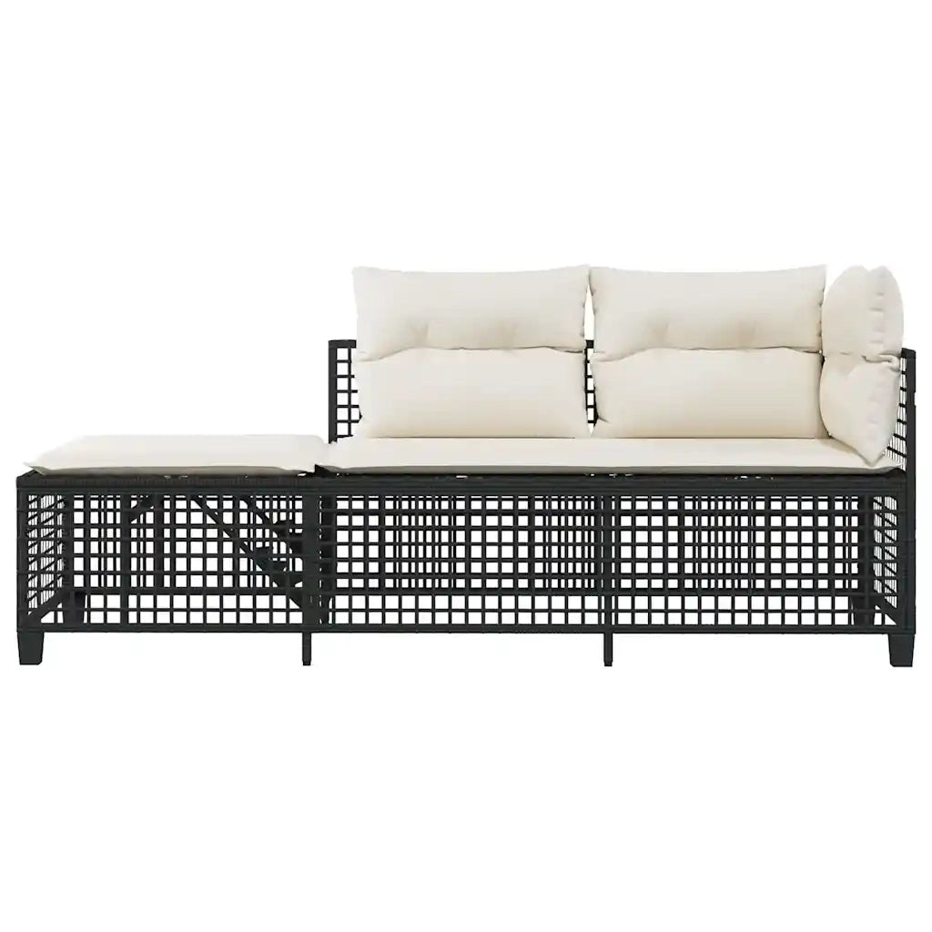 Set Divani ad Angolo 3 pz con Cuscini in Polyrattan Nero 365443