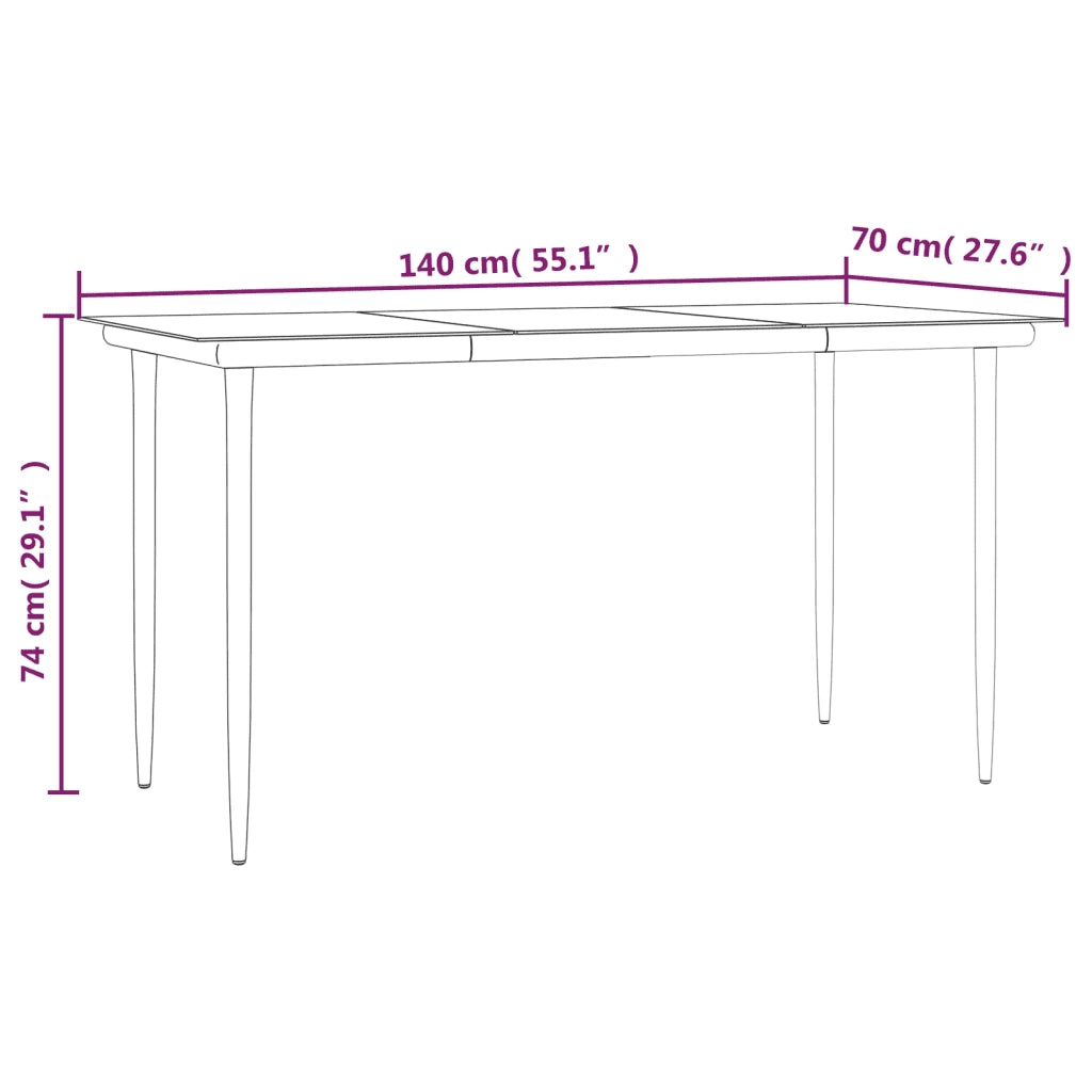 Set da Pranzo da Giardino 7 pz Nero con Cuscini in Polyrattan 3185170