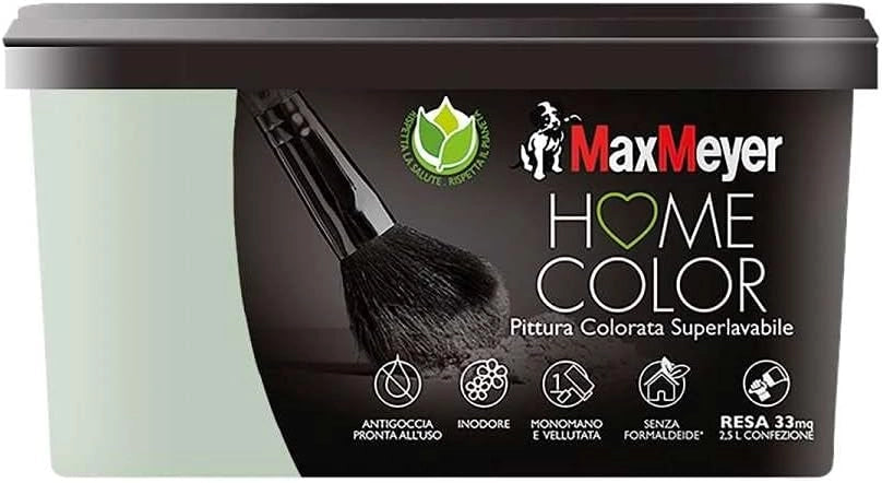 Idropittura Colorata Superlavabile per Interni HomeColor, Colore Salvia, 2.5L