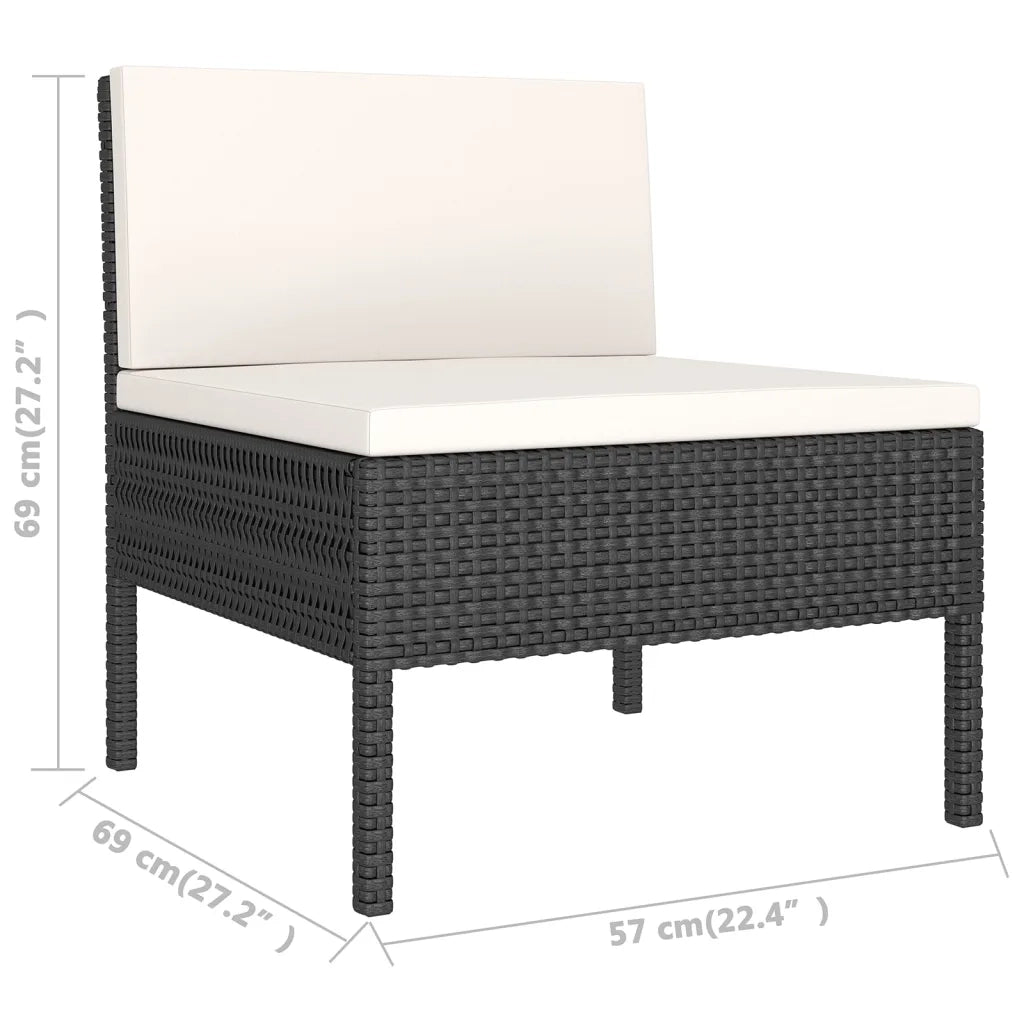 Set Divani da Giardino 9 pz con Cuscini in Polyrattan Nero 3094432