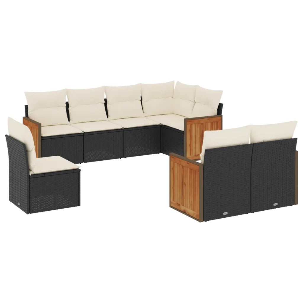 Set Divani da Giardino con Cuscini 8 pz Nero in Polyrattan 3260243