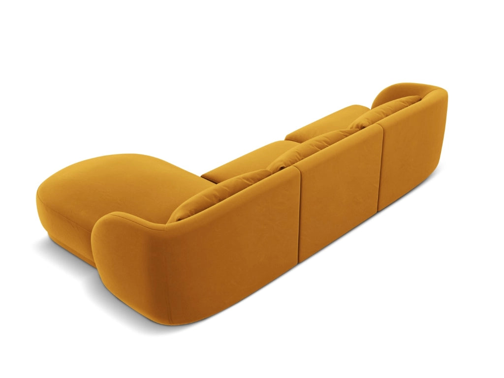 Cosmopolitan Design - Divano angolare destro "Tulum" 4 posti in velluto giallo 