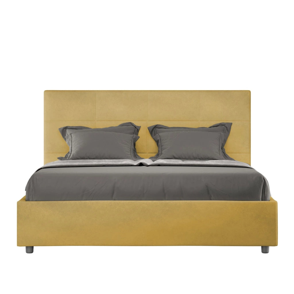 ityhome Letto matrimoniale king size senza rete imbottito 170x190 microfibra ocra Mika
