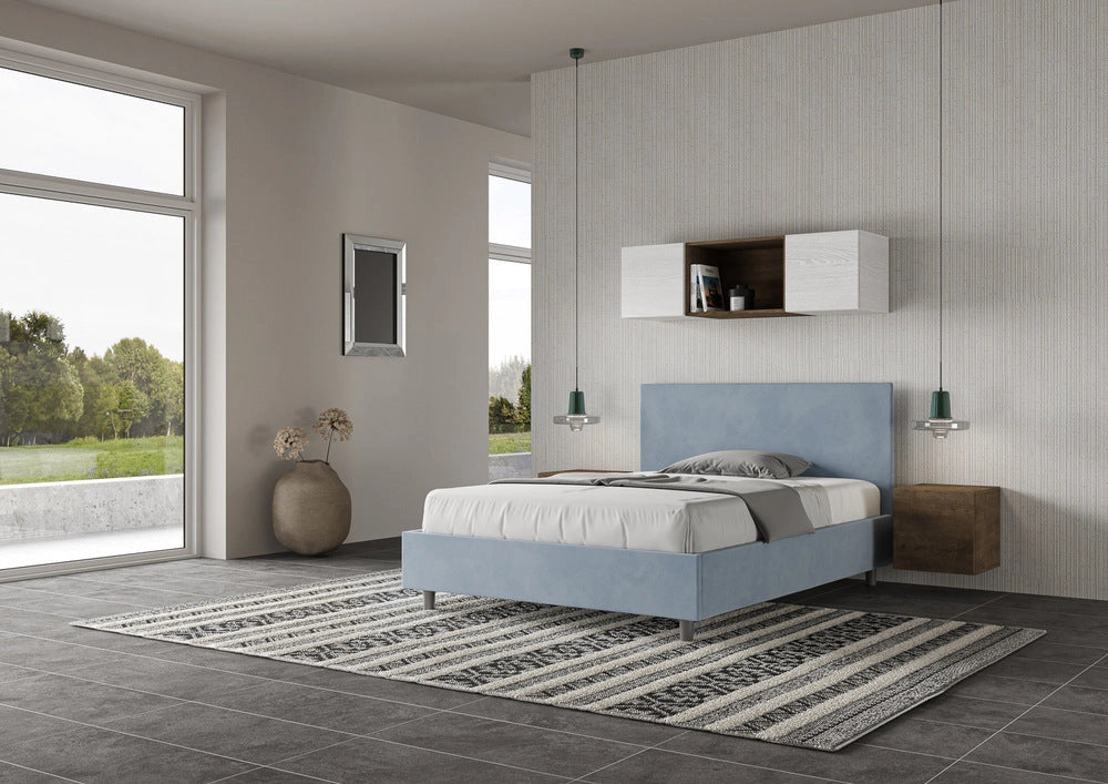 Letto Matrimoniale Francese 140x210 cm Senza Rete Adele Azzurro