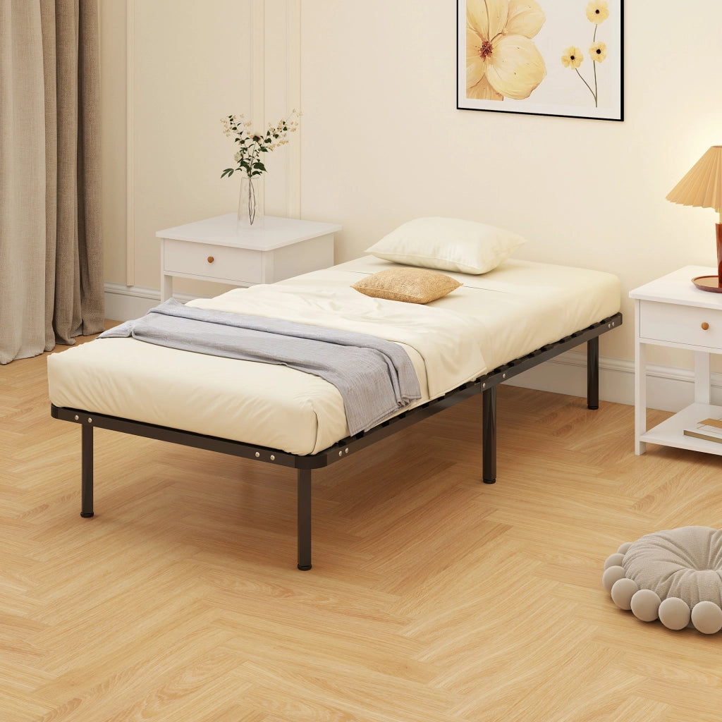 Letto singolo con rete a doghe e contenitore ¨C Minimal ¨C 90x190 cm nero