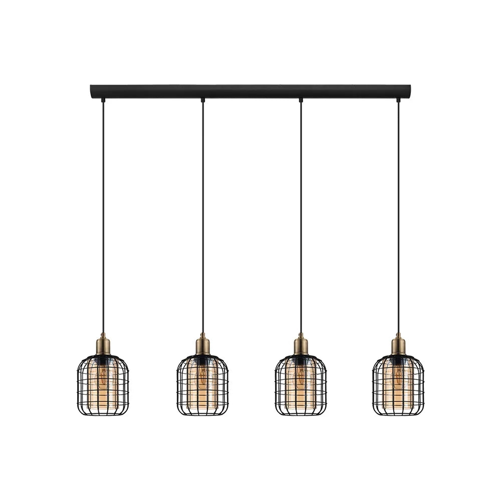 Lampadario Moderno Chisle 4 Luci Acciaio Nero