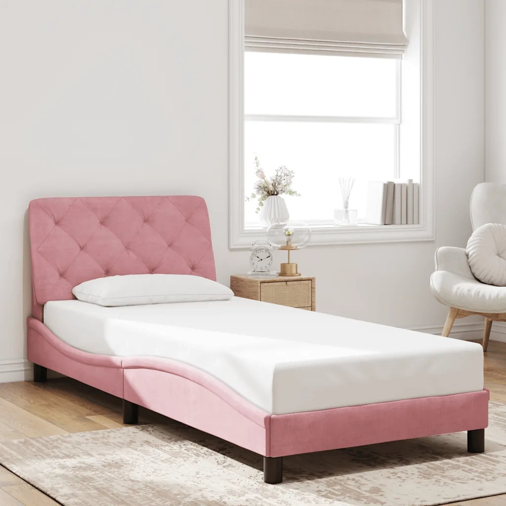 Giroletto senza Materasso Rosa 90x200 cm in Velluto