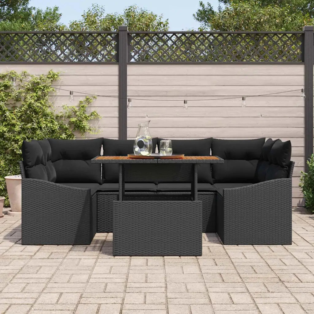 Set Divano da Giardino con archiviazione 7 pcs Nero Poly Rattan 3358529
