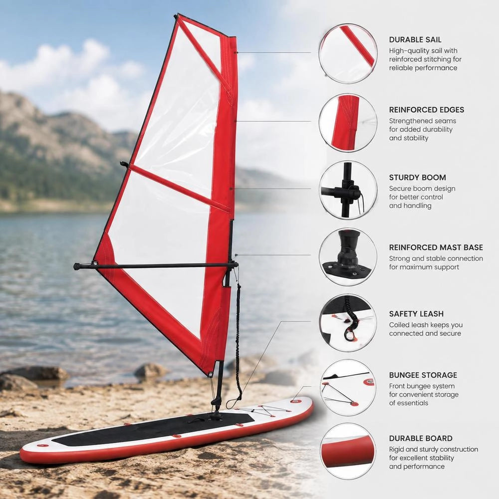 Inflatable SUP Board With Sail Set, Red And White
