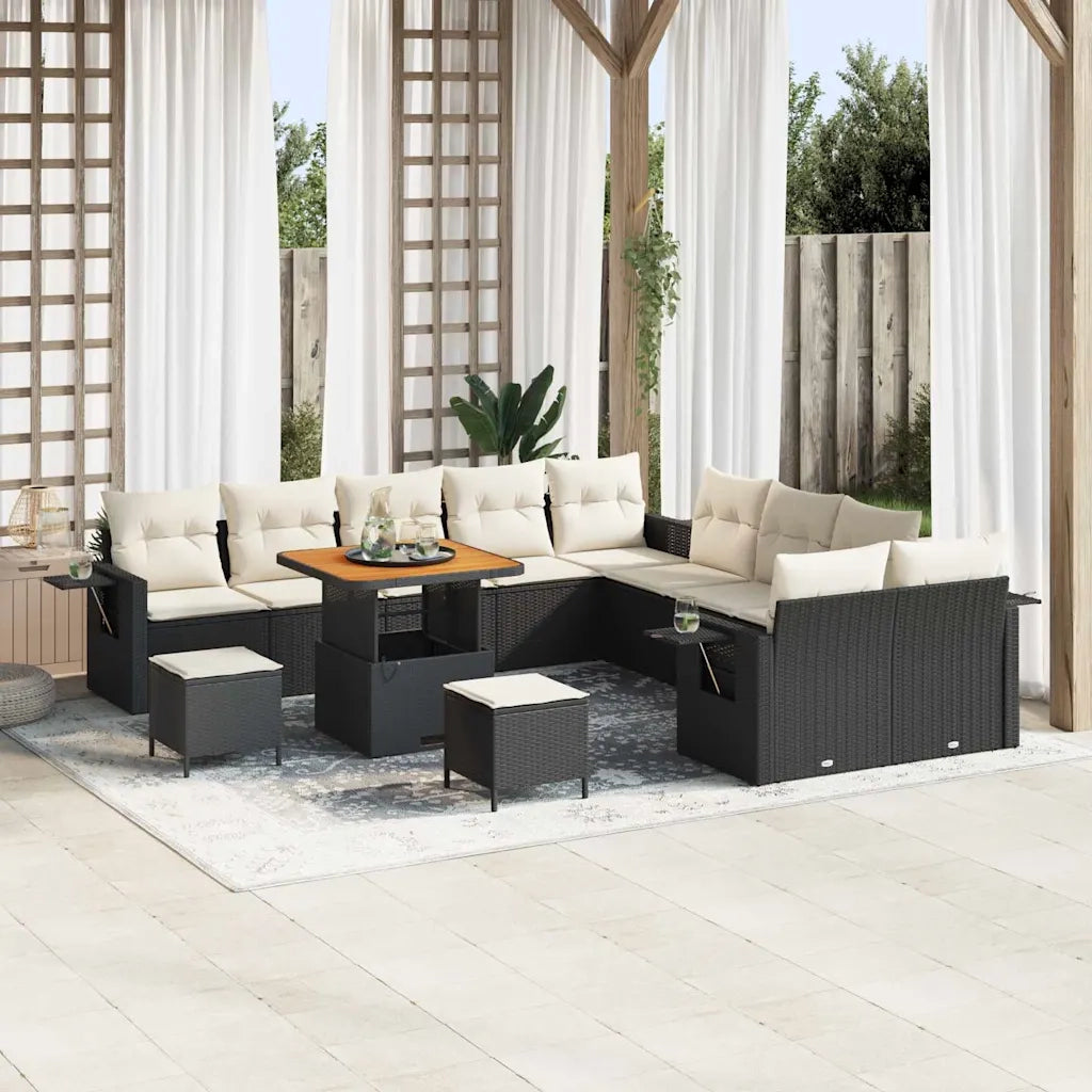 Set Divano da Giardino 13 pcs Nero polyrattan 3361800