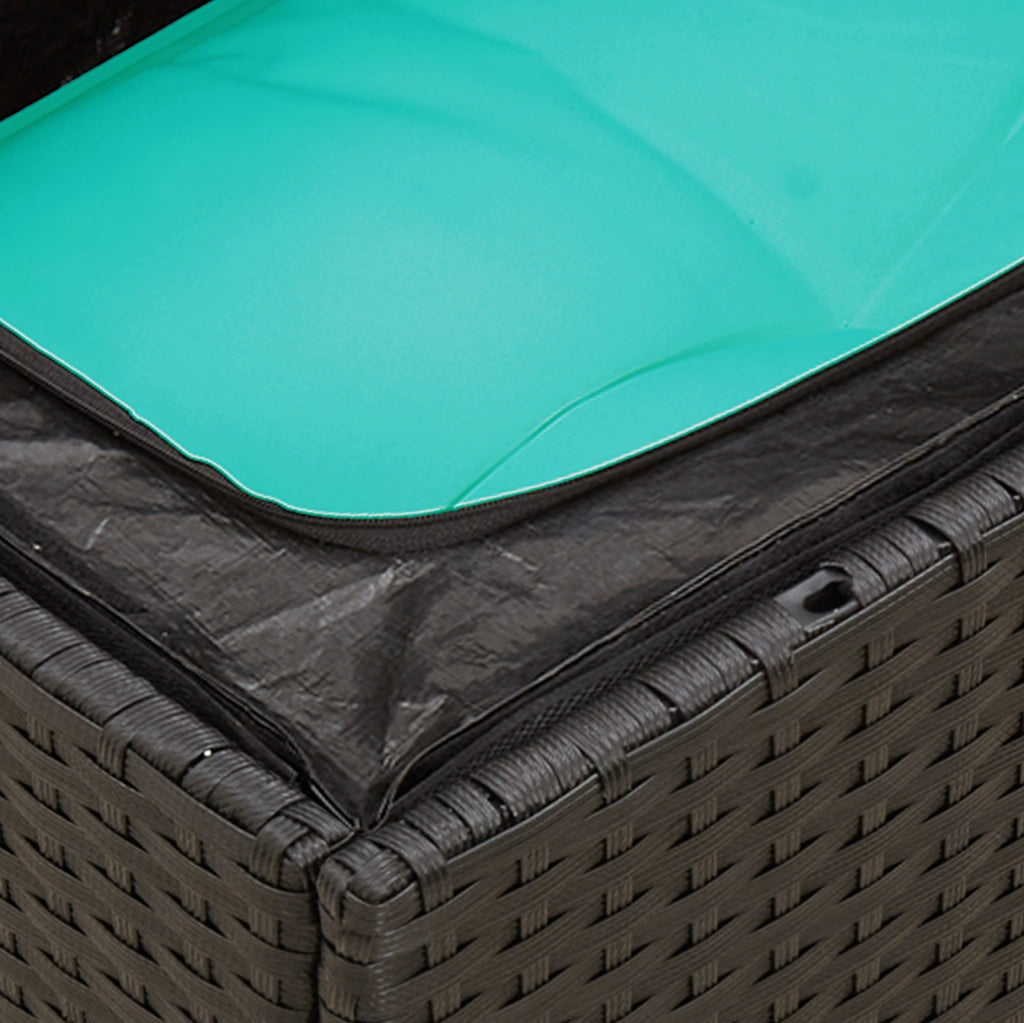 Divano da Giardino a 3 Posti con Cuscini Nero in Polyrattan 366042