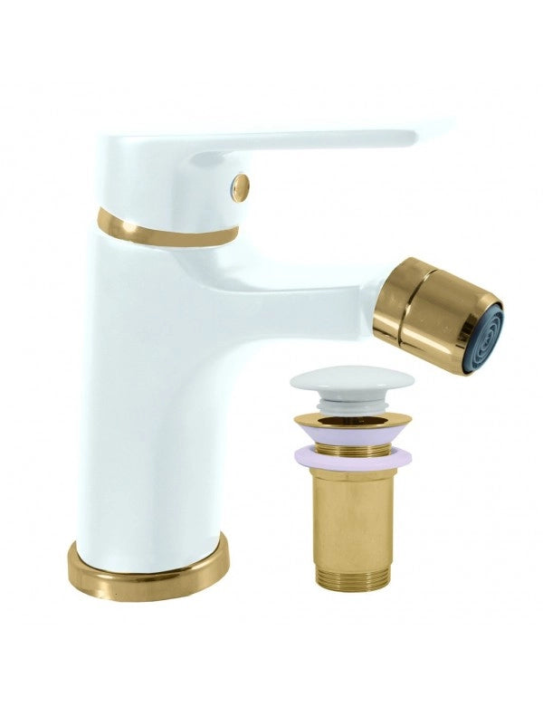 Miscelatore bidet COLORADO in ottone oro bianco con sifone