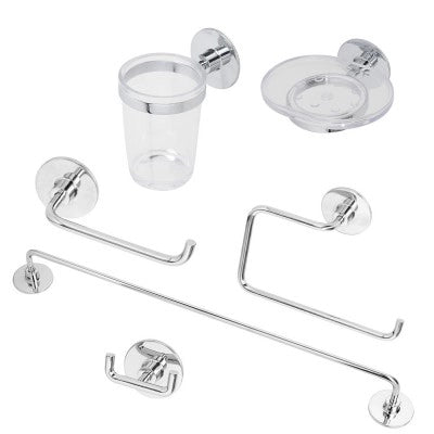 Set accessori a muro 6 pezzi in acciaio cromato e viti incluse  Idea