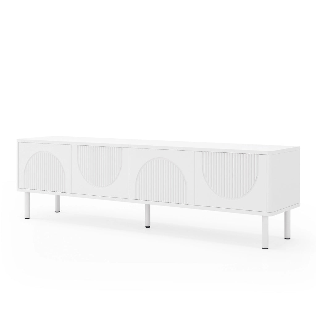 Mobile TV 180 cm con 4 vani e passacavi in MDF e truciolare bianco