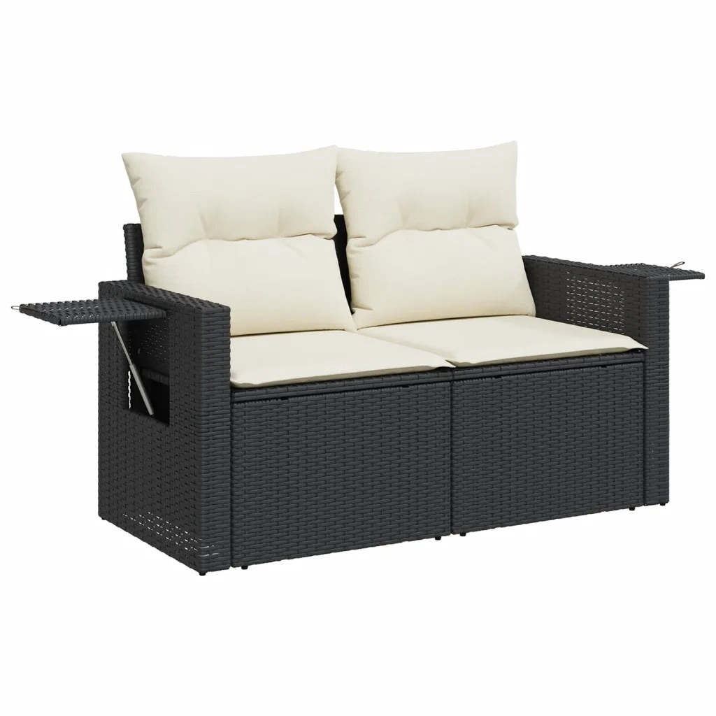 Set Divani da Giardino 14pz con Cuscini in Polyrattan Nero 3224817