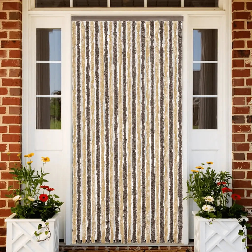 Tenda Antimosche-Zanzariera Marrone Scuro e Beige 100x220 cm in Ciniglia