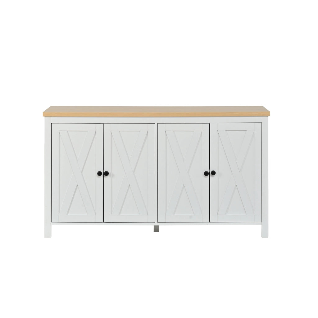 Sideboard bianco con 4 ante; 140x40x78 cm in MDF