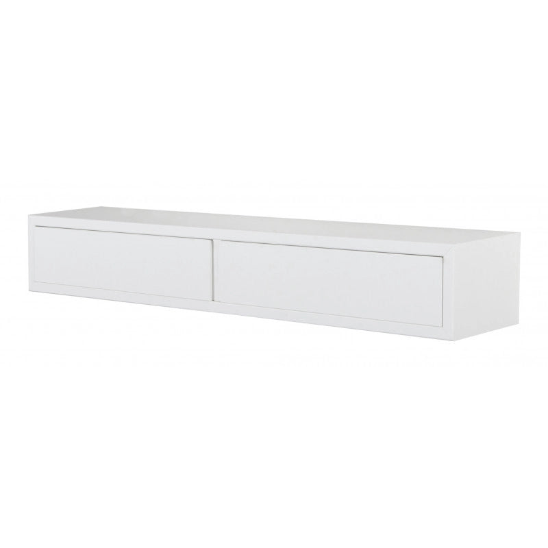 Mensola da Muro con Cassetto, Mensola da Parete, Mensola Sospesa, 88.2x13.4x20 cm, Bianco, Kit Tasselli a Scomparsa Incluso