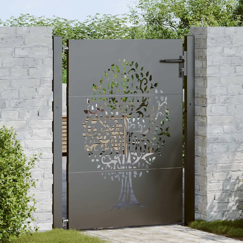 Cancello da giardino con blocco Nero 110 x 155 cm 42015886