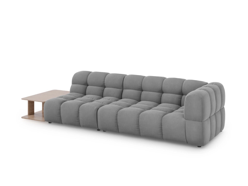 Cosmopolitan Design - Divano modulare sinistro "Sky" 4 posti in velluto grigio chiaro 