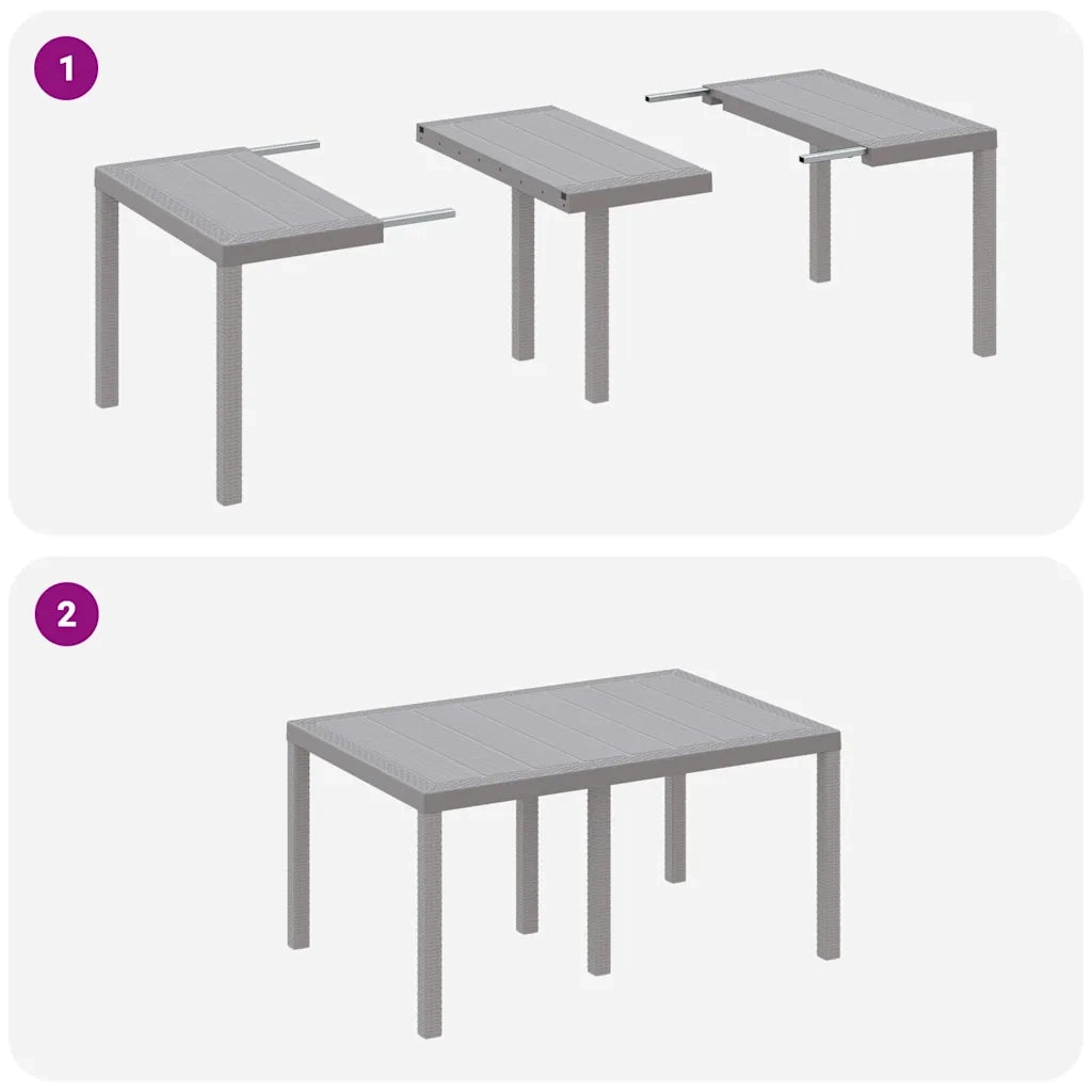 Set da Pranzo per Giardino 7 pcs Grigio chiaro Rattan Polt 3378569
