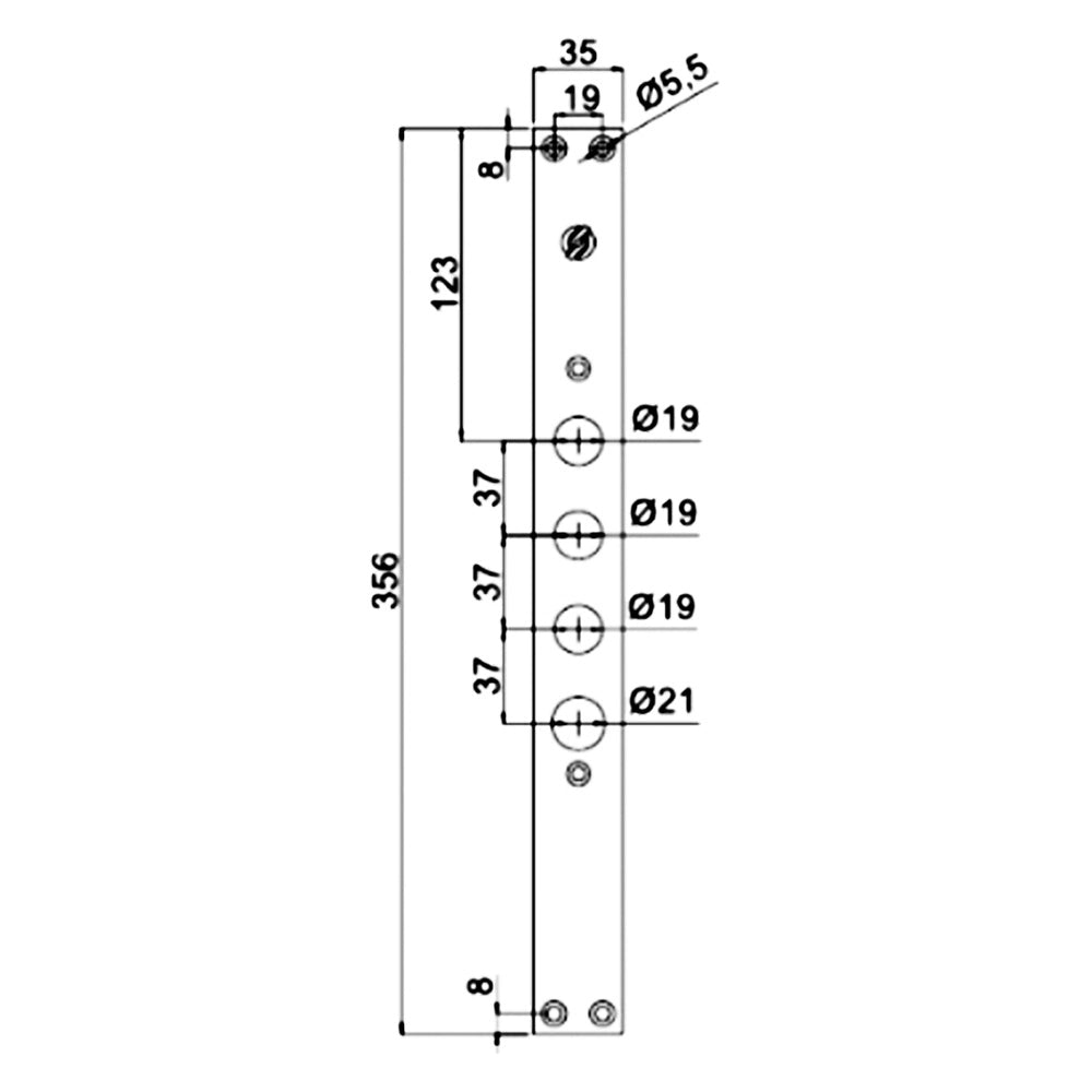 FRONTALE PER SERRATURE PORTE BLINDATE interasse mm 37 - 4 fori  - SECUREMME