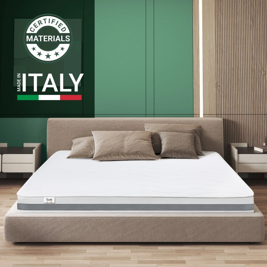 Materasso a Una Piazza e Mezza 130x190 cm in Memory Antibatterico | Altezza 16 cm | Rivestimento 3D Air in Fibra Ipoallergenica | Materasso Ortopedico a 7 Zone Differenziate Termosensibili
