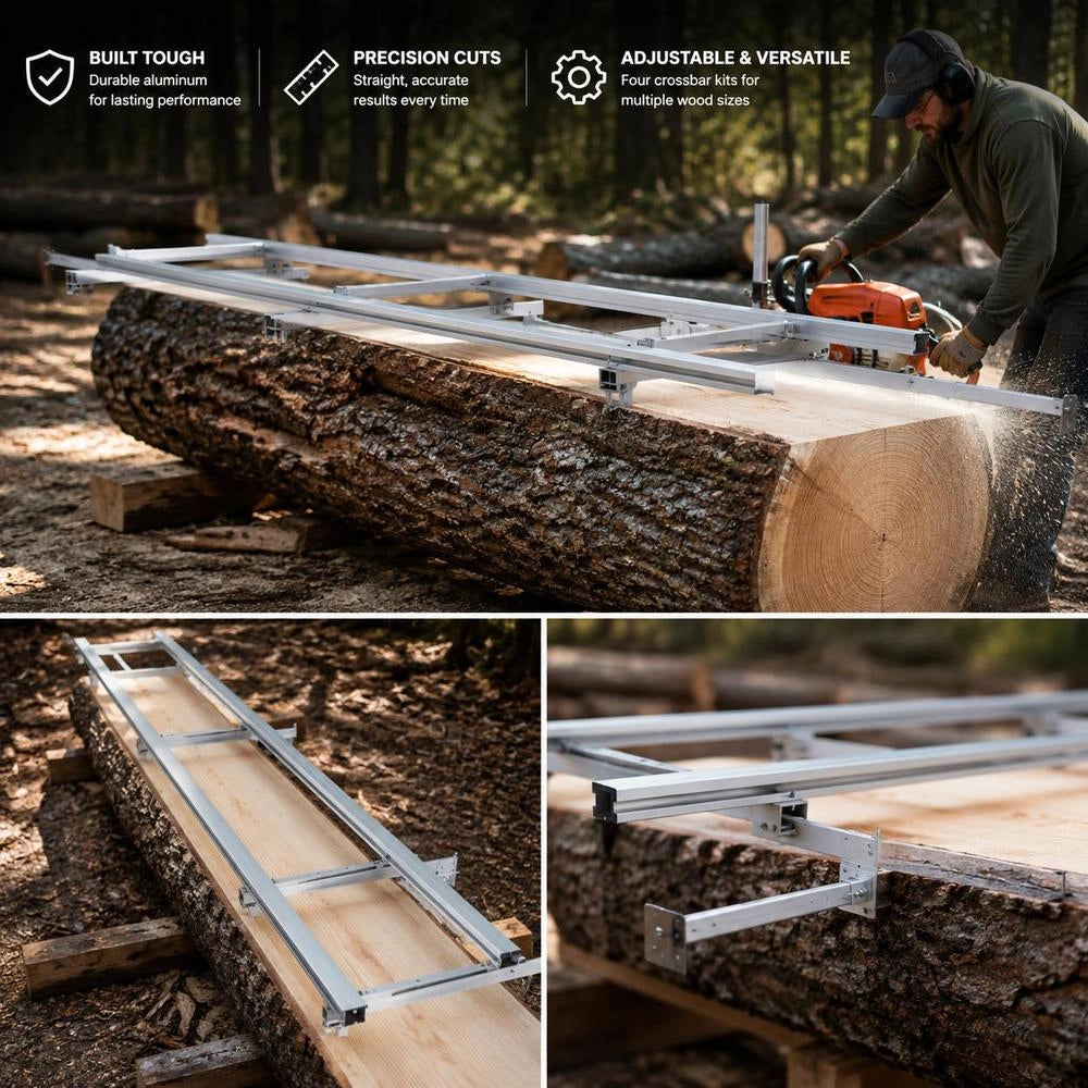 274 Cm Guide System For Portable Sawmill Chainsaw Mill Chainsaw Mill Guide Rail Made Of Aluminum And Iron Materials, Compatible With Various Chainsaws And Chainsaw Mills