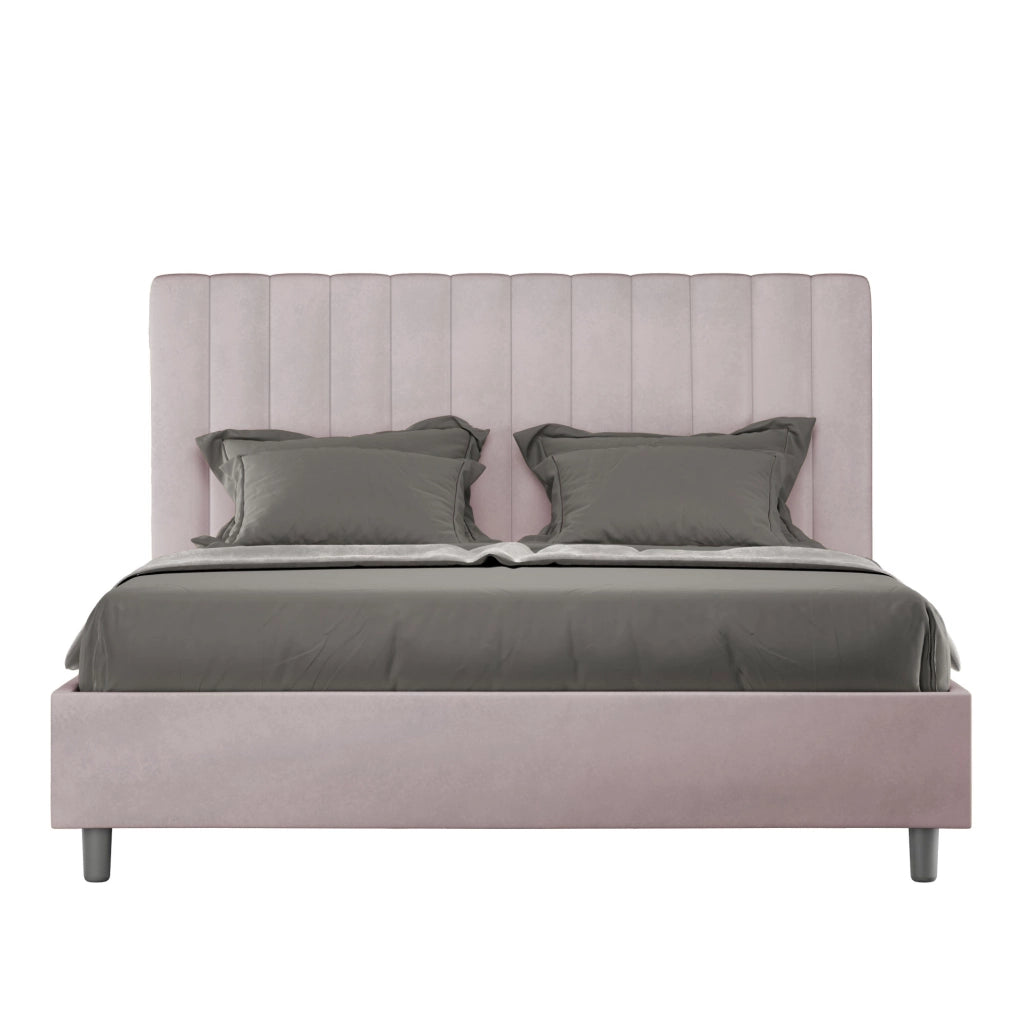 Letto 1 Piazza E Mezzo 130x190 cm con Rete Imbottito in Microfibra Agueda Glicine