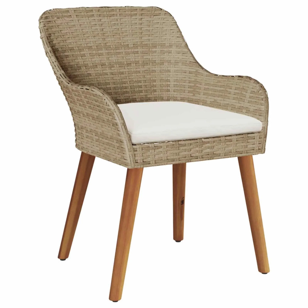 Set da Pranzo per Giardino con cuscino 9 pcs Beige polyrattan 3261630