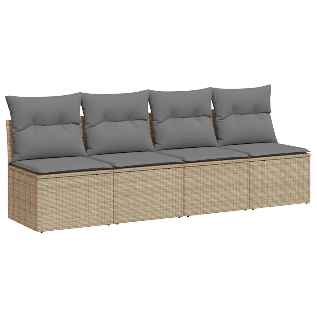 Divano da Giardino con Cuscini a 4 Posti Beige in Polyrattan 366089