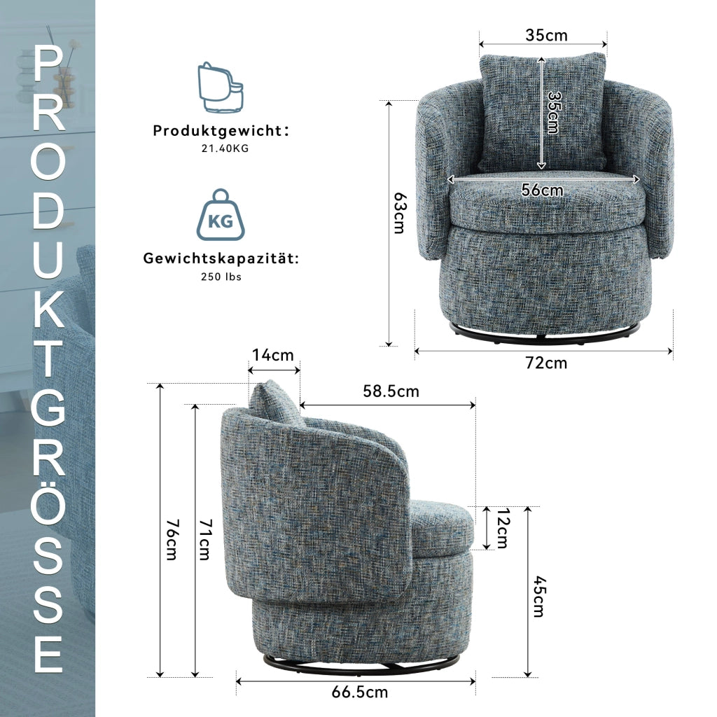 Poltrona Girevole con Vano Contenitore e Cuscino ¨C Xylo ¨C Blu