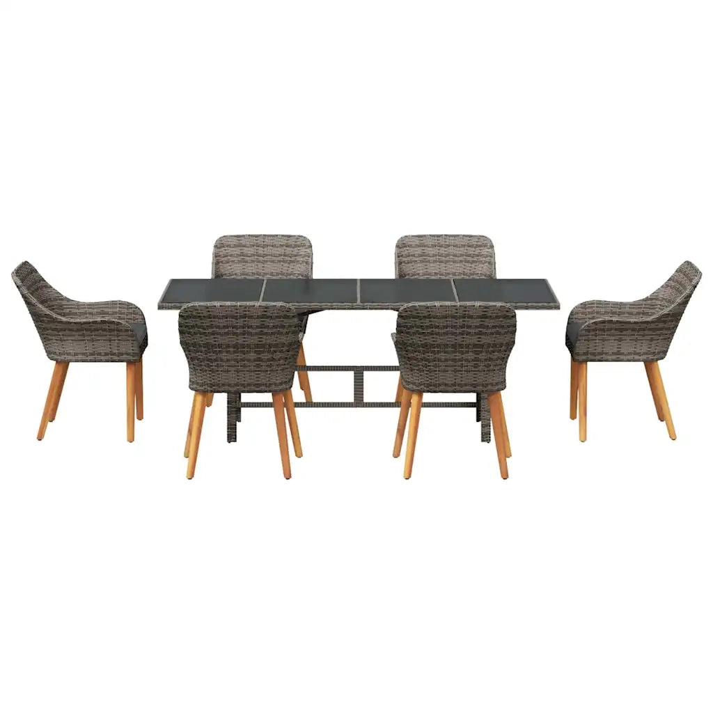 Set da Pranzo per Giardino con cuscino 7 pcs Grigio polyrattan 3261625