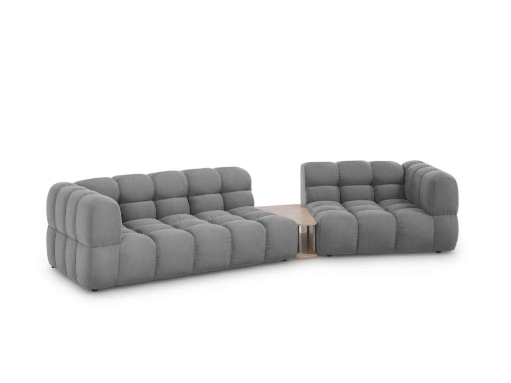 Cosmopolitan Design - Divano modulare destro "Sky" 3 posti in velluto grigio chiaro 