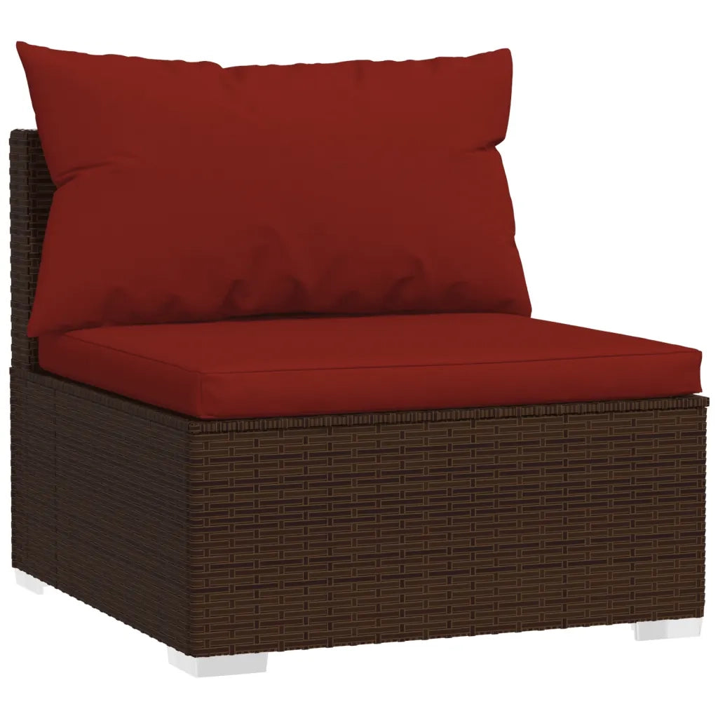 Set Divani da Giardino 11 pz con Cuscini in Polyrattan Marrone 3102603