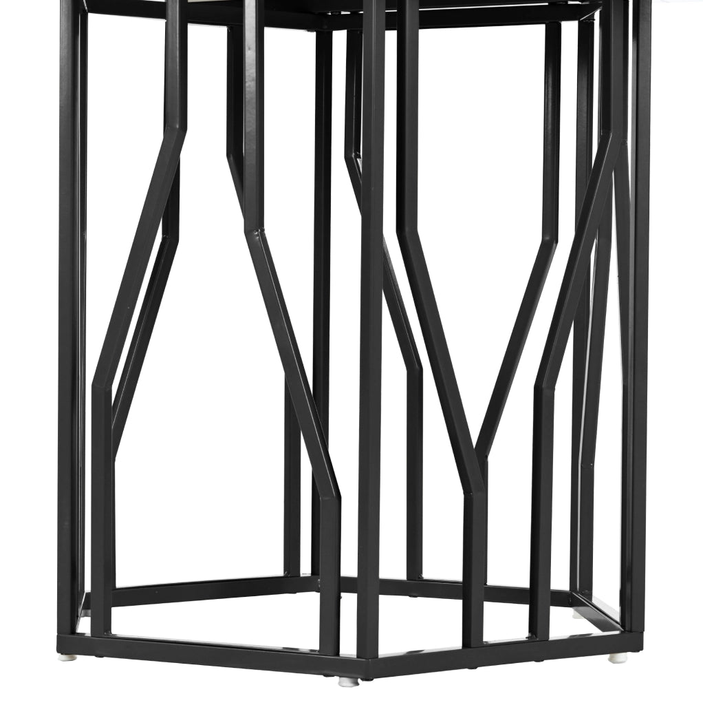 Set tavolo esagonale con 4 sedie in velluto nero