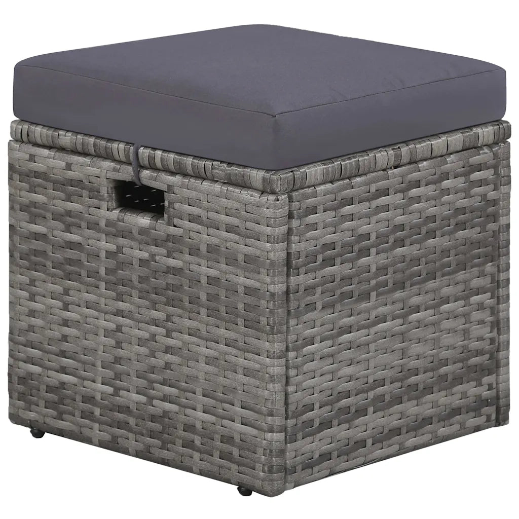 Set Divani da Giardino 4 pz con Cuscini in Polyrattan Grigio 43956