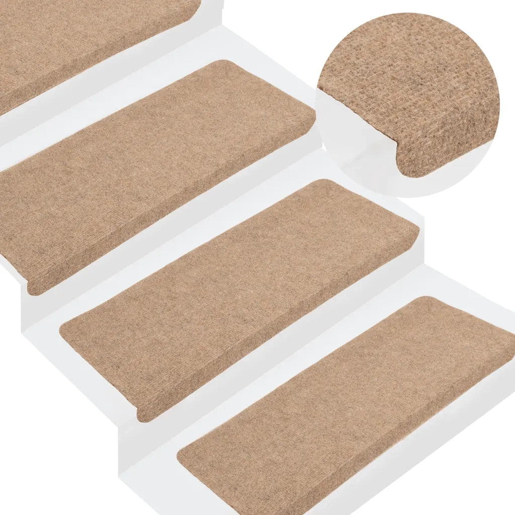 Tappetini Autoadesivi per Scale 15 pz 65x24,5x3,5 cm Beige 343476