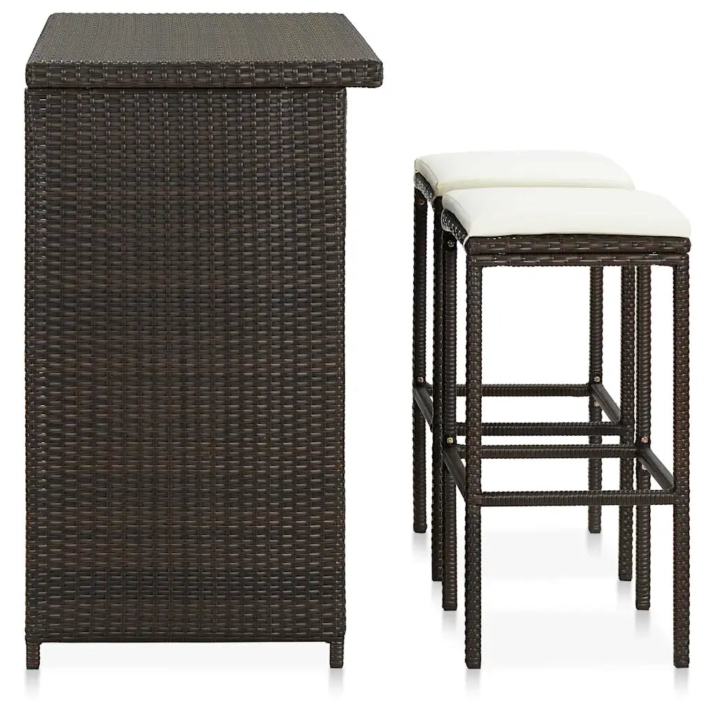 Set da Bar 3 pz in Polyrattan Marrone 313470
